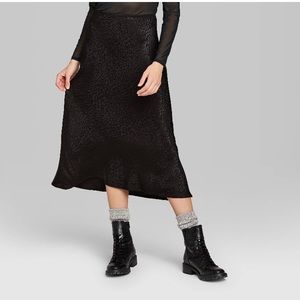 brandy dupe black cheetah midi skirt